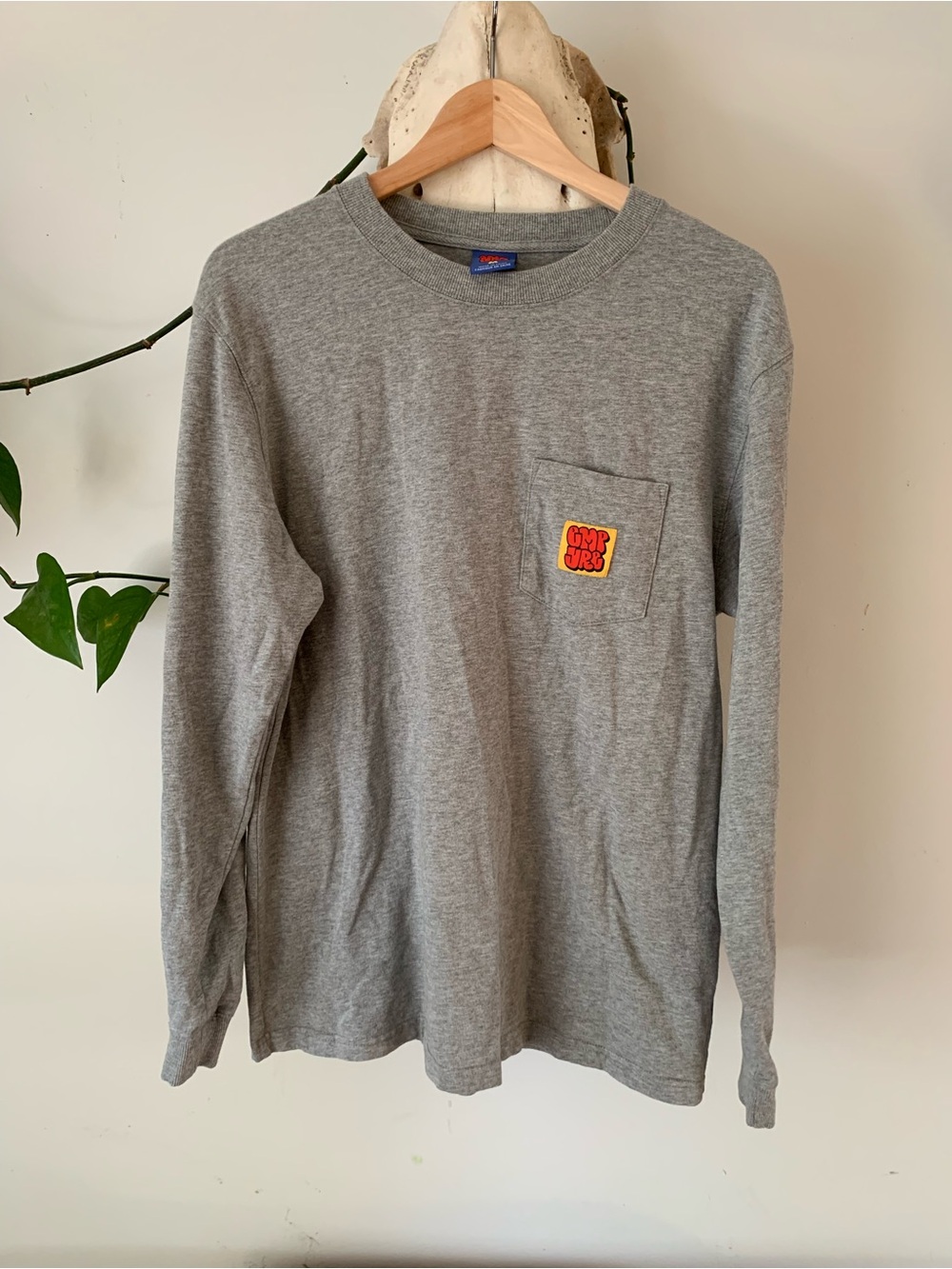 Empyre Grey Long-Sleeve Pocket Tee with Patch